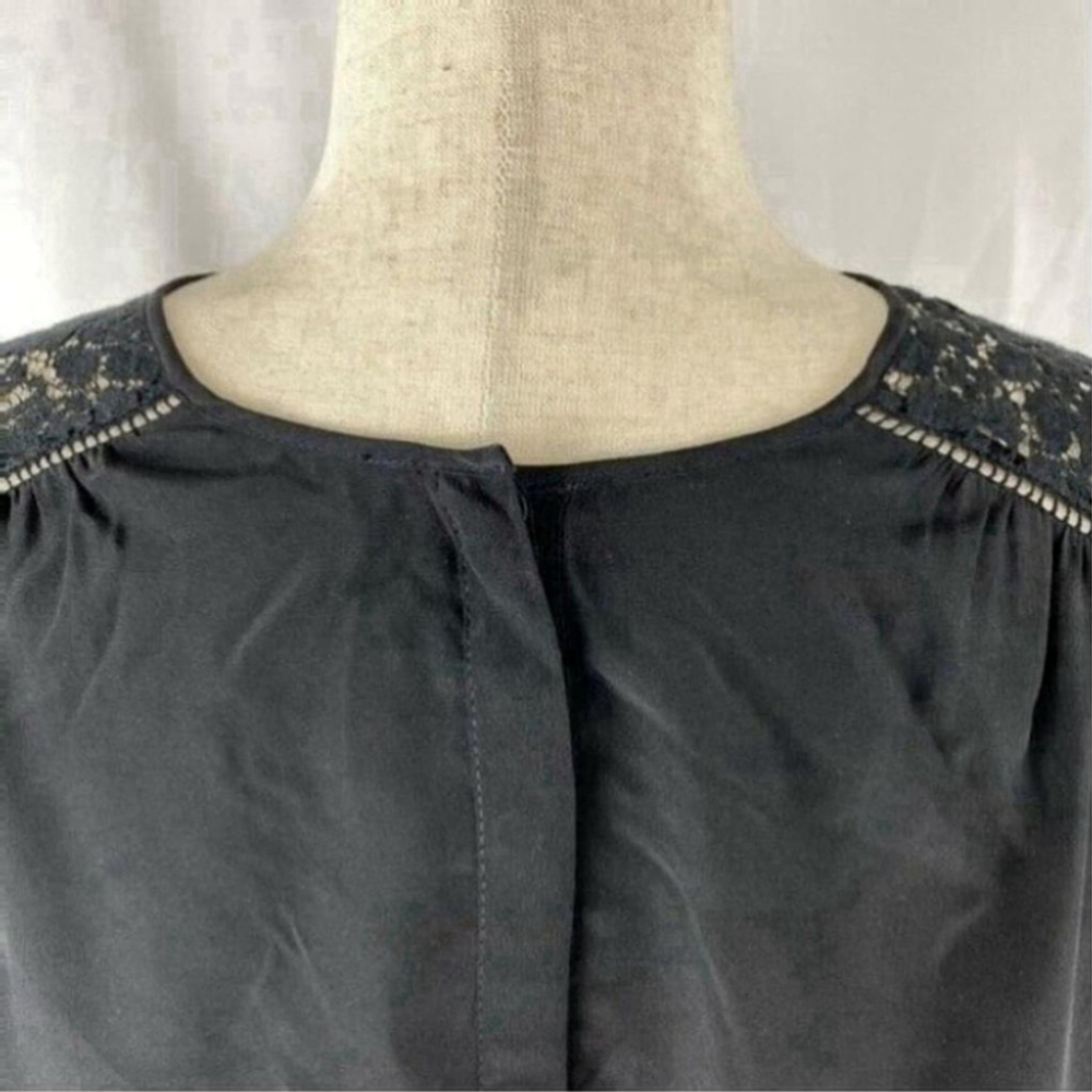 REBECCA Taylor Sarah Lace Silk Blouse. Black Size 2 - Picture 9 of 12